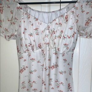 White rose mid thigh dress